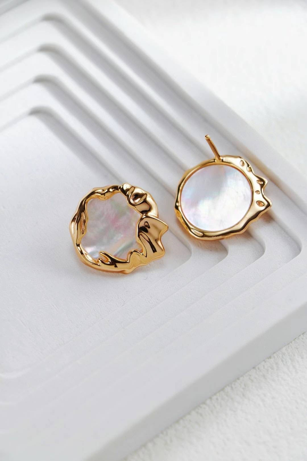 Mother of Pearl Flower Earrings | Pearl earrings | Gold earrings | mother of pearl stud earrings silver