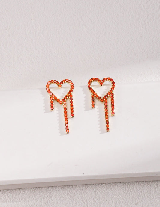 Melting Red Heart Earrings | Gold earrings | Silver earrings | Heart earrings | Estincele Jewellery