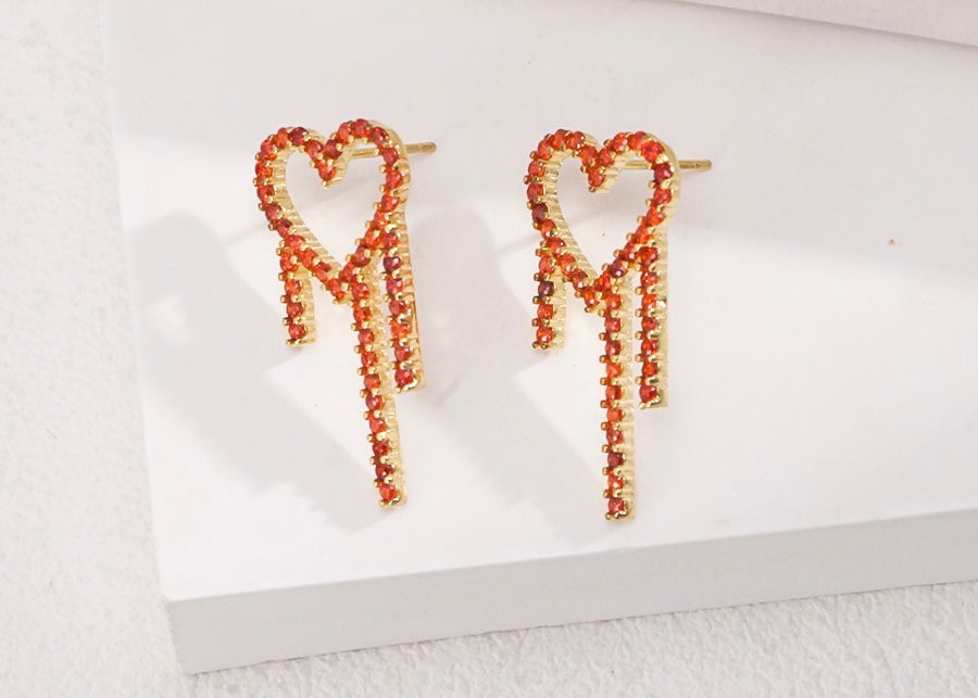 Melting Red Heart Earrings | Gold earrings | Silver earrings | Heart earrings | Estincele Jewellery