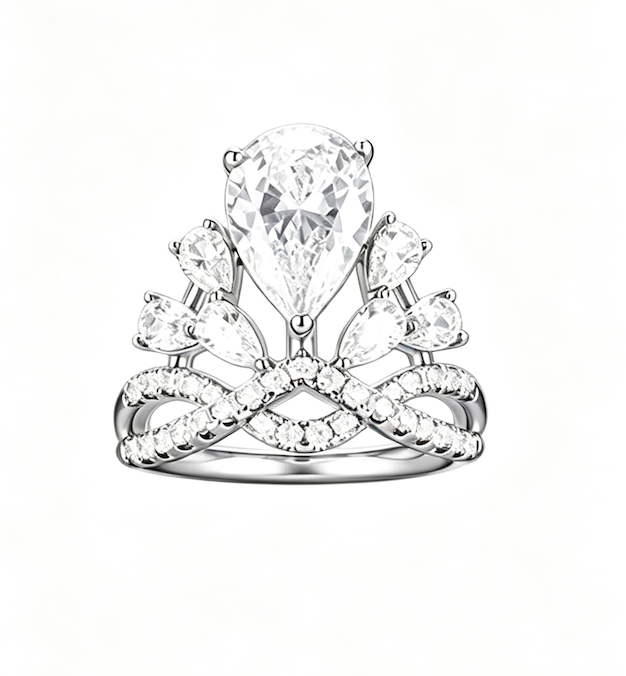 Moissanite Crown Ring