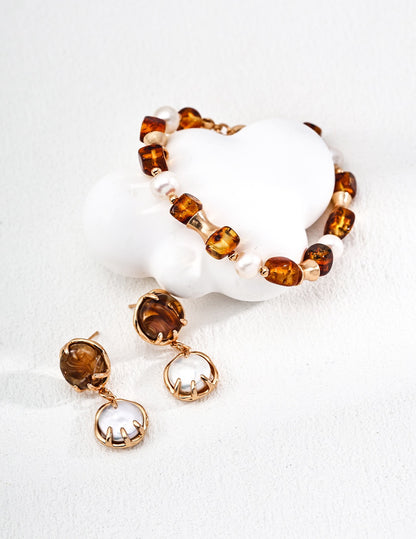 Amber Pearl Bracelet