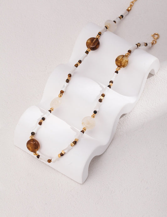 Tiger's Eye Seashell Necklace