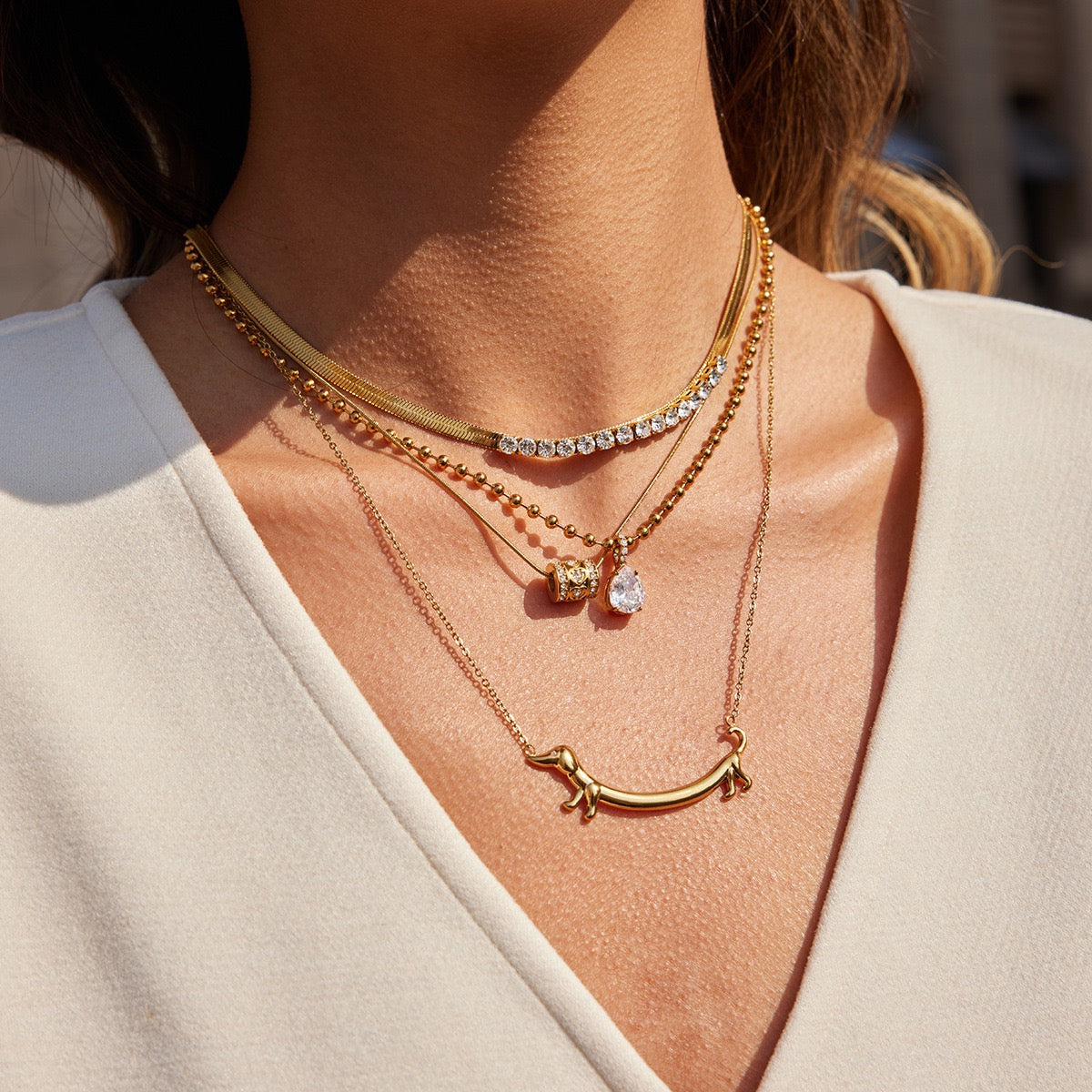 Gleam Flat Snake Necklace