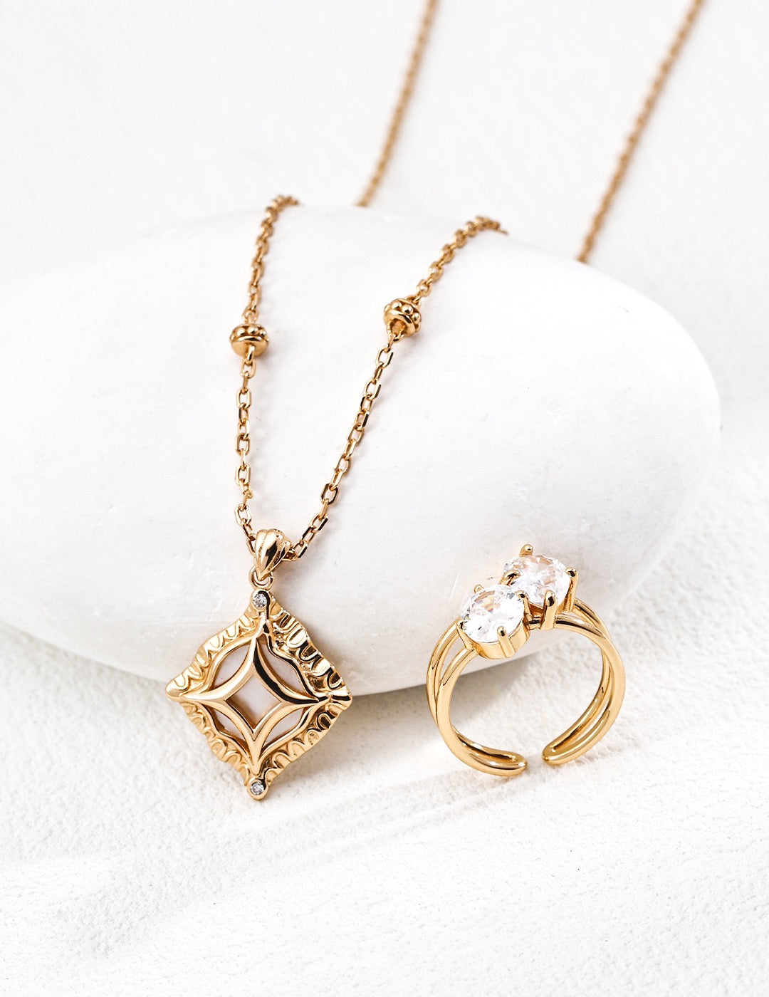 Double Layer Zircon Ring