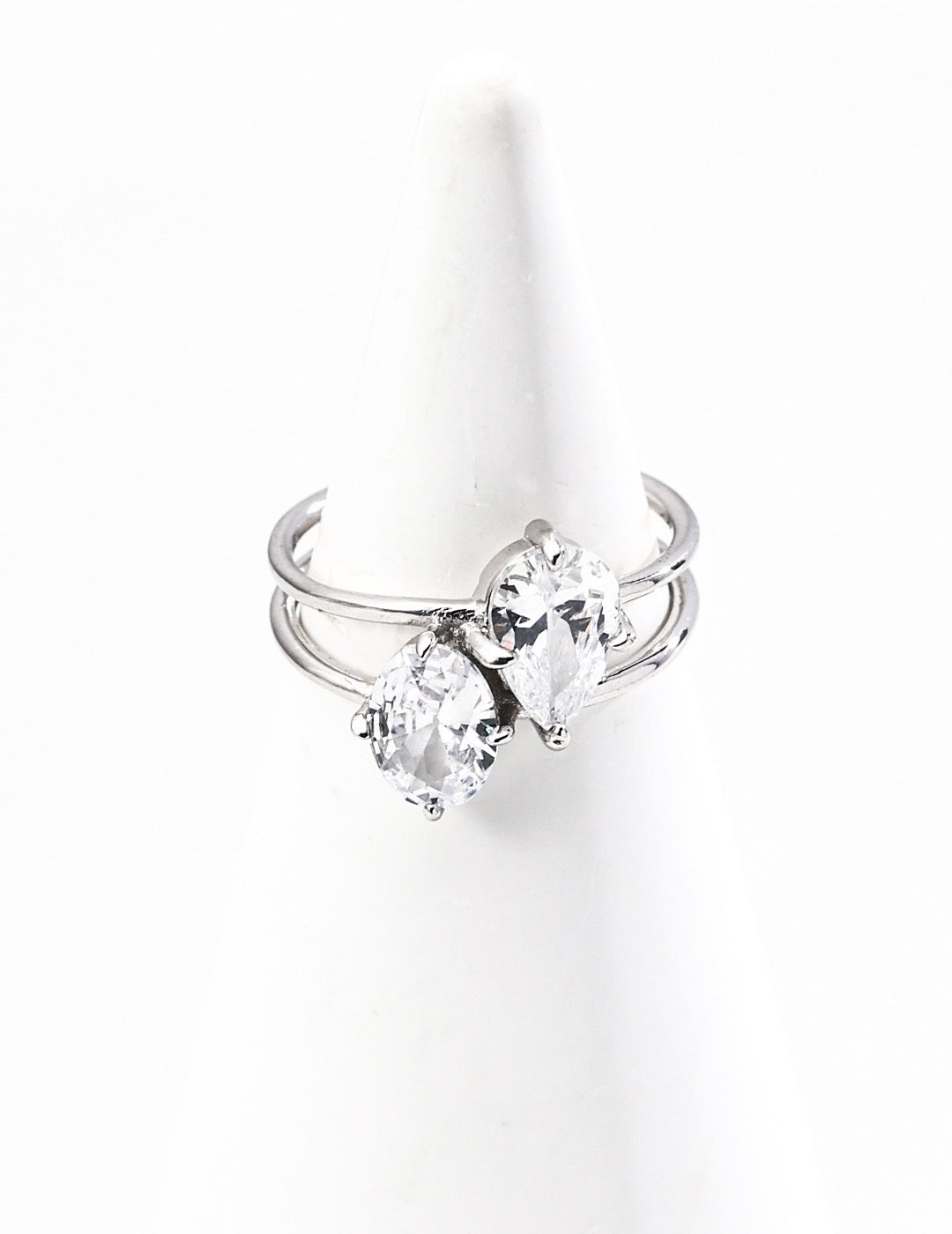 Double Layer Zircon Sterling Silver Ring