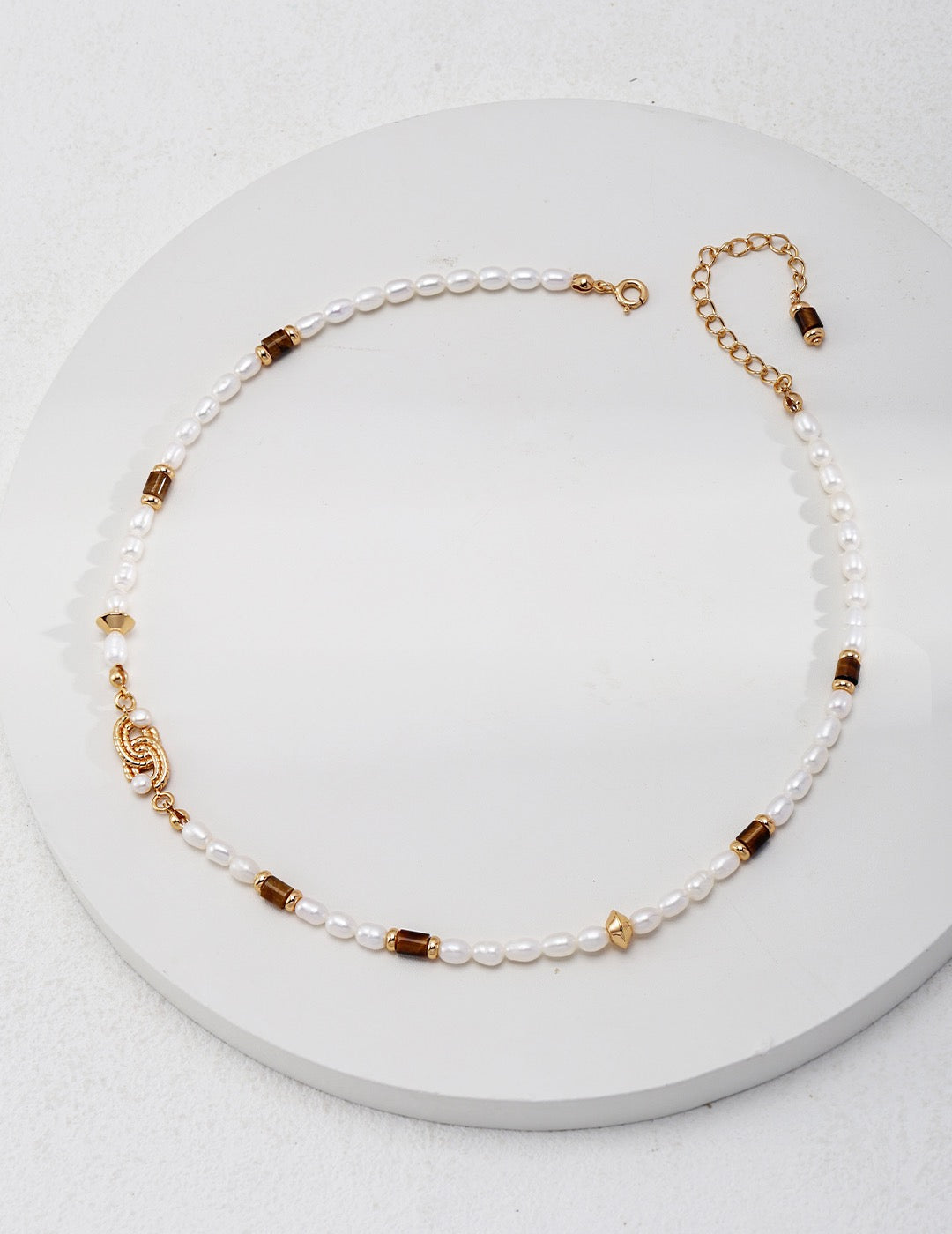 Tiger Eye Pearl Necklace