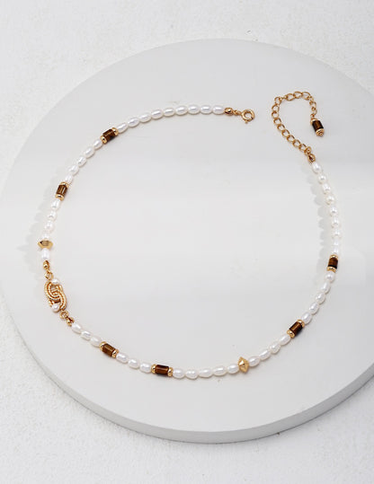 Tiger Eye Pearl Necklace