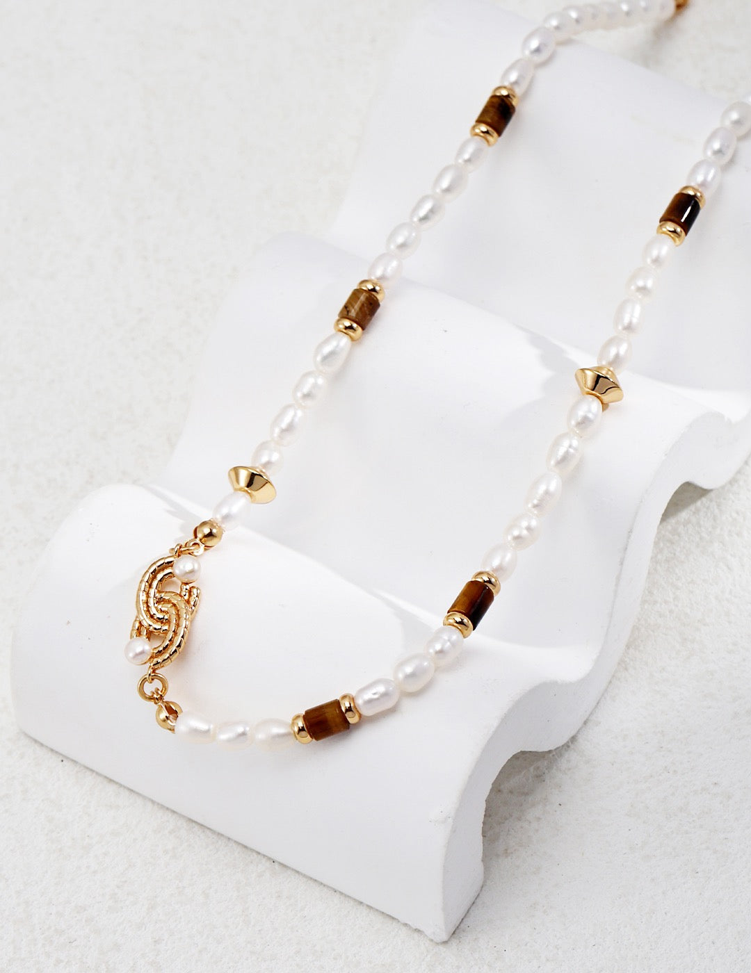 Tiger Eye Pearl Necklace