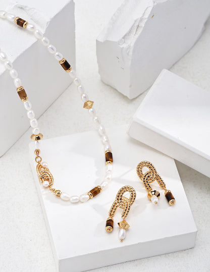Tiger Eye Pearl Necklace