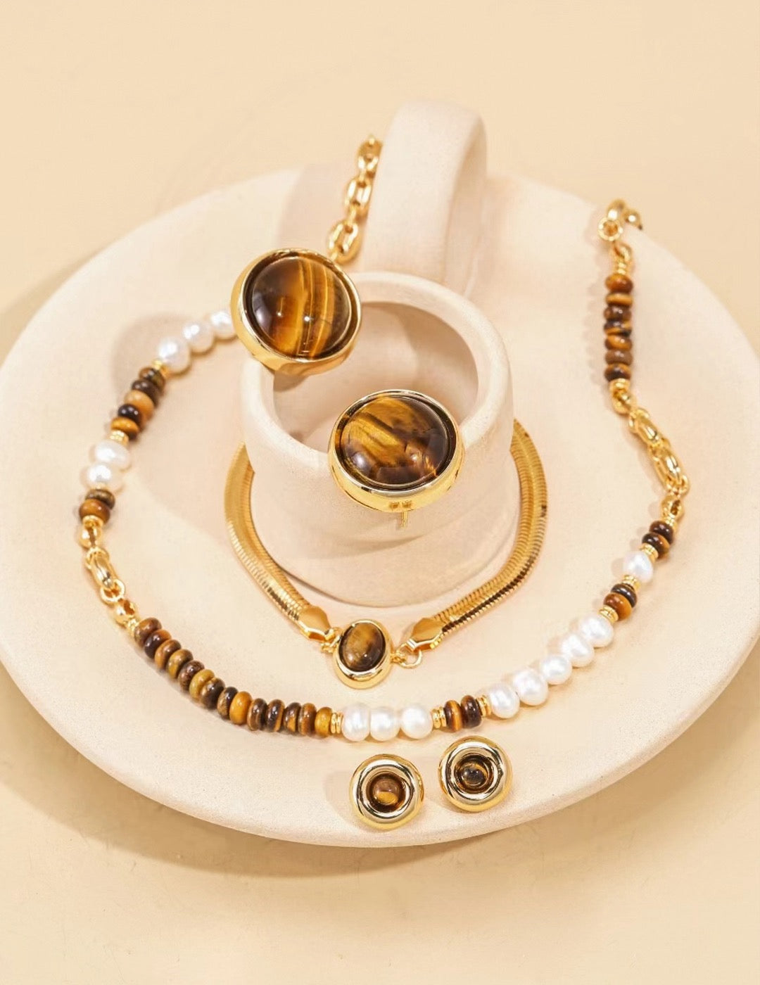 Tiger Eye Pearl Necklace