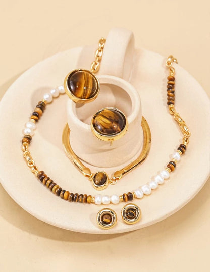 Tiger Eye Pearl Necklace