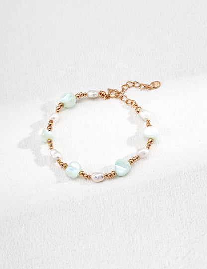 Green Seashell Pearl Bracelet