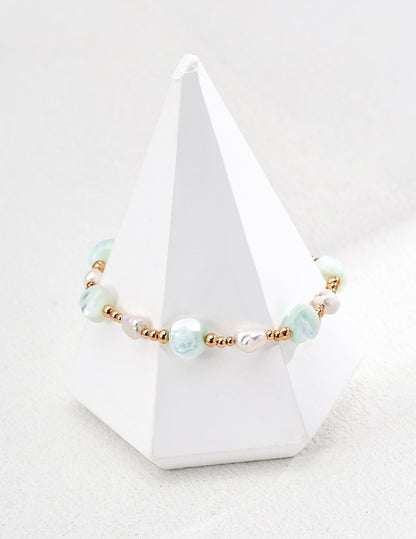 Green Seashell Pearl Bracelet