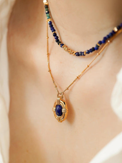 Stacking Silver Lapis Lazuli necklace