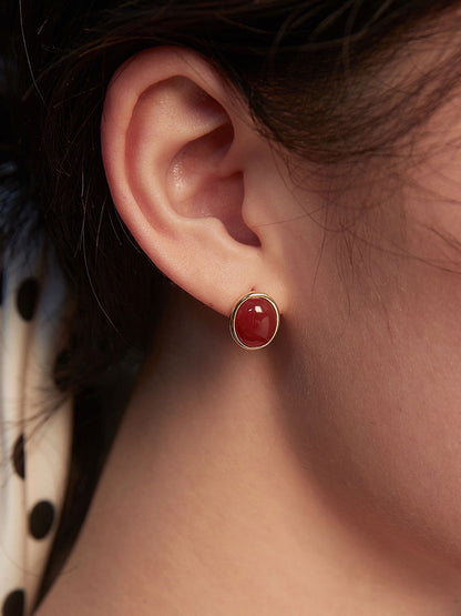 Round Onyx Earrings