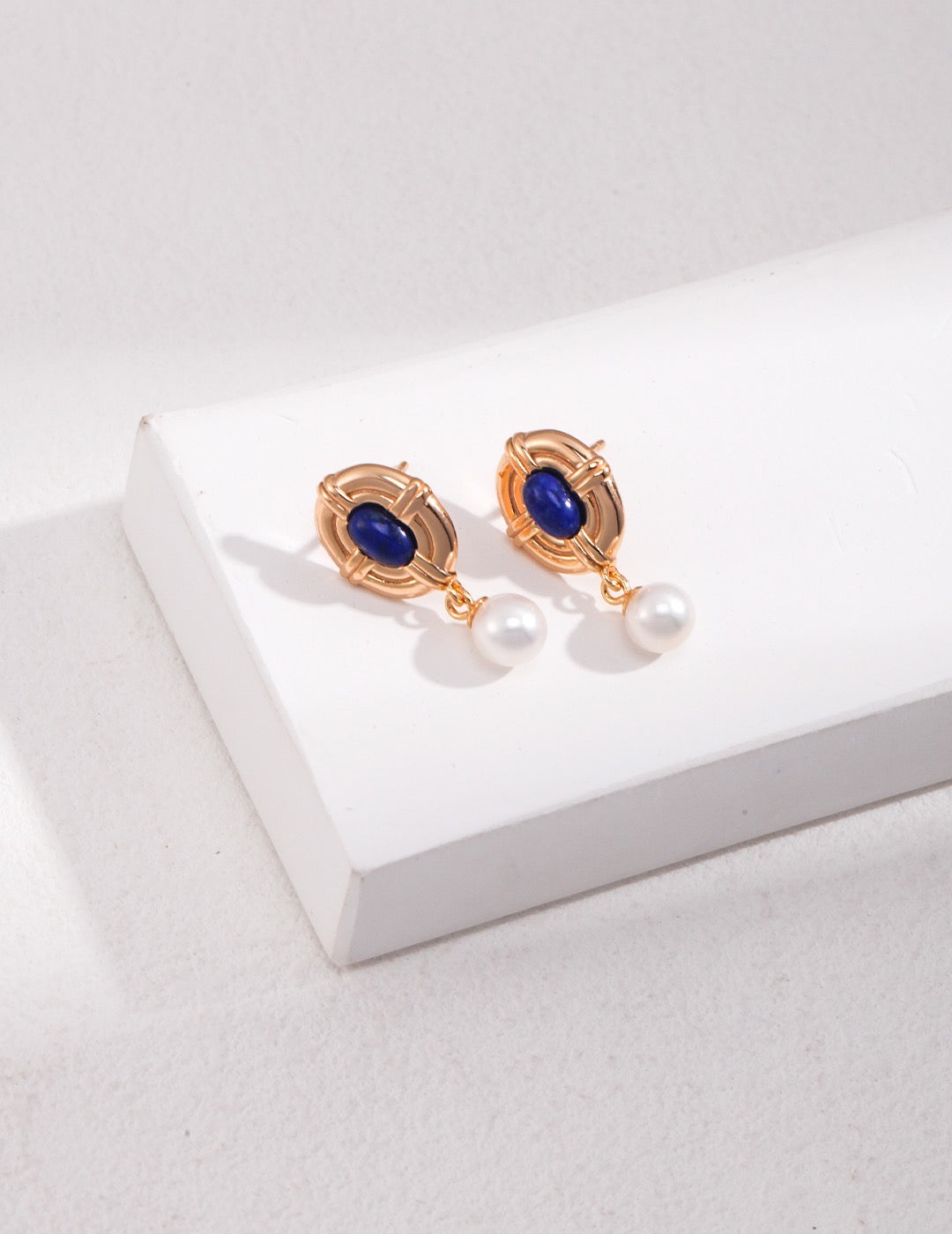 Lapis Lazuli Pearl Drop Earrings | Lapis Lazuli earrings | Blue earrings | Gold earrings
