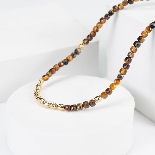 Warm Caramel Tiger's Eye necklace | Tiger's Eye necklace | Tiger's Eye Jewelry | Gold jewelry | 18k gold necklace
