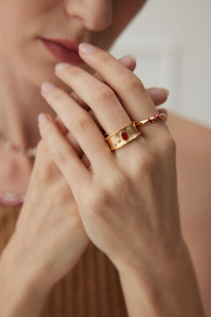 Red Onyx Ring | Red Ring | Gold Ring