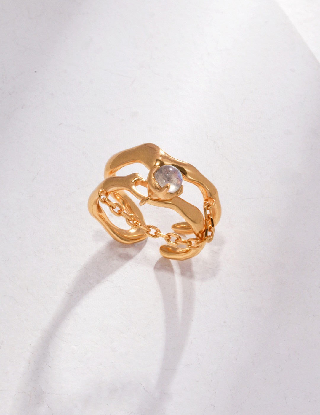 Real Moonstone Chain Silver Ring