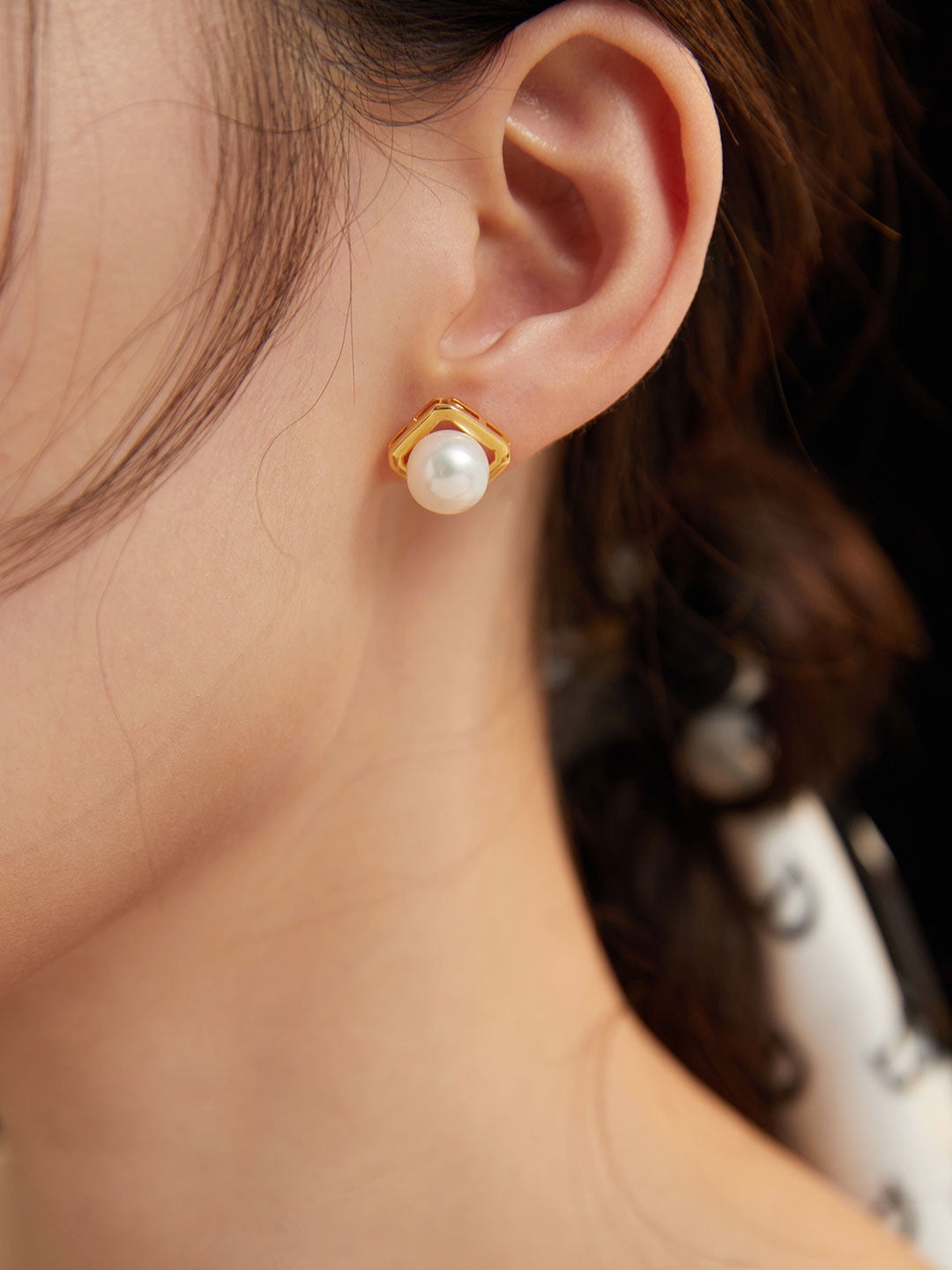 Classique Square Pearl Earrings | pearl gold earrings | gold jewellery | silver jewellery