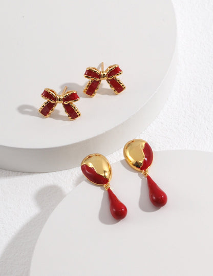 Red Bowknot Earrings | Estincele Jewellery | Women's earrings