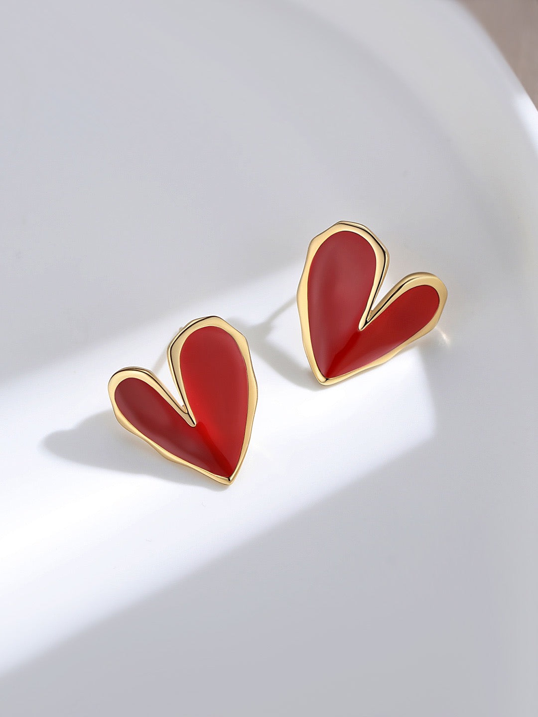 Large Red Heart Earrings | Red jewelry | Red earrings | Gold jewelry | Silver jewelry | Women's earrings