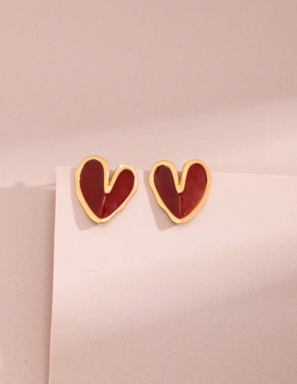 Large Red Heart Earrings | Red jewelry | Red earrings | Gold jewelry | Silver jewelry | Women's earrings