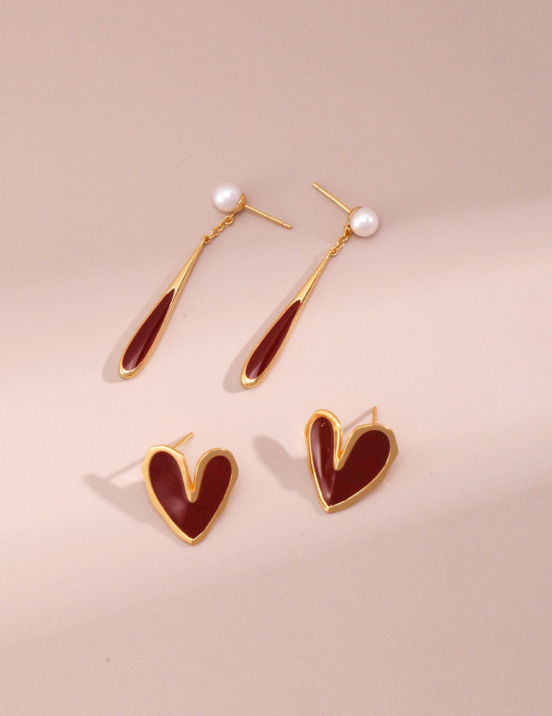 Large Red Heart Earrings | Red jewelry | Red earrings | Gold jewelry | Silver jewelry | Women's earrings