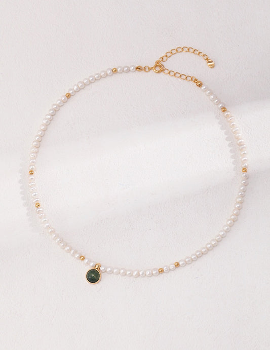 Ocean Agate Pendant Pearl Necklaces