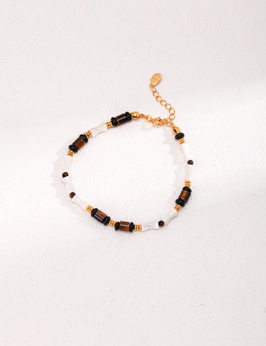 Bamboo Element Pearl Bracelet | Estincele Jewellery | Bracelets | Gifts for her