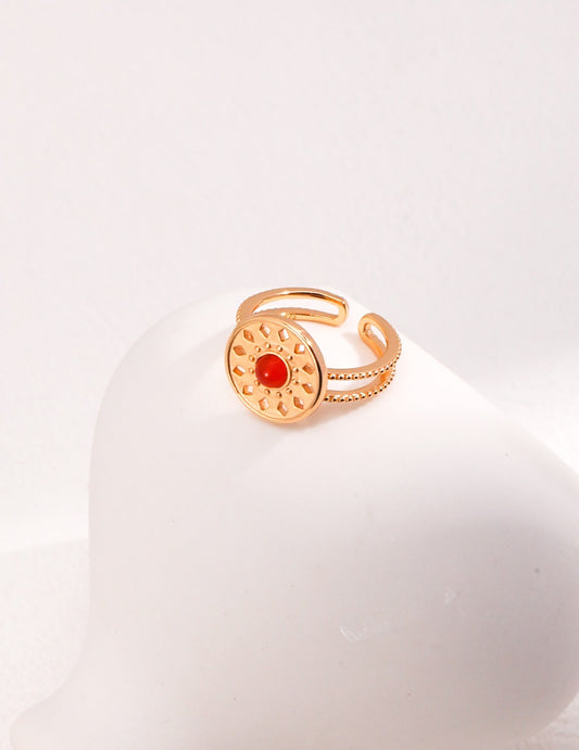 Round Red Onyx Classique Ring