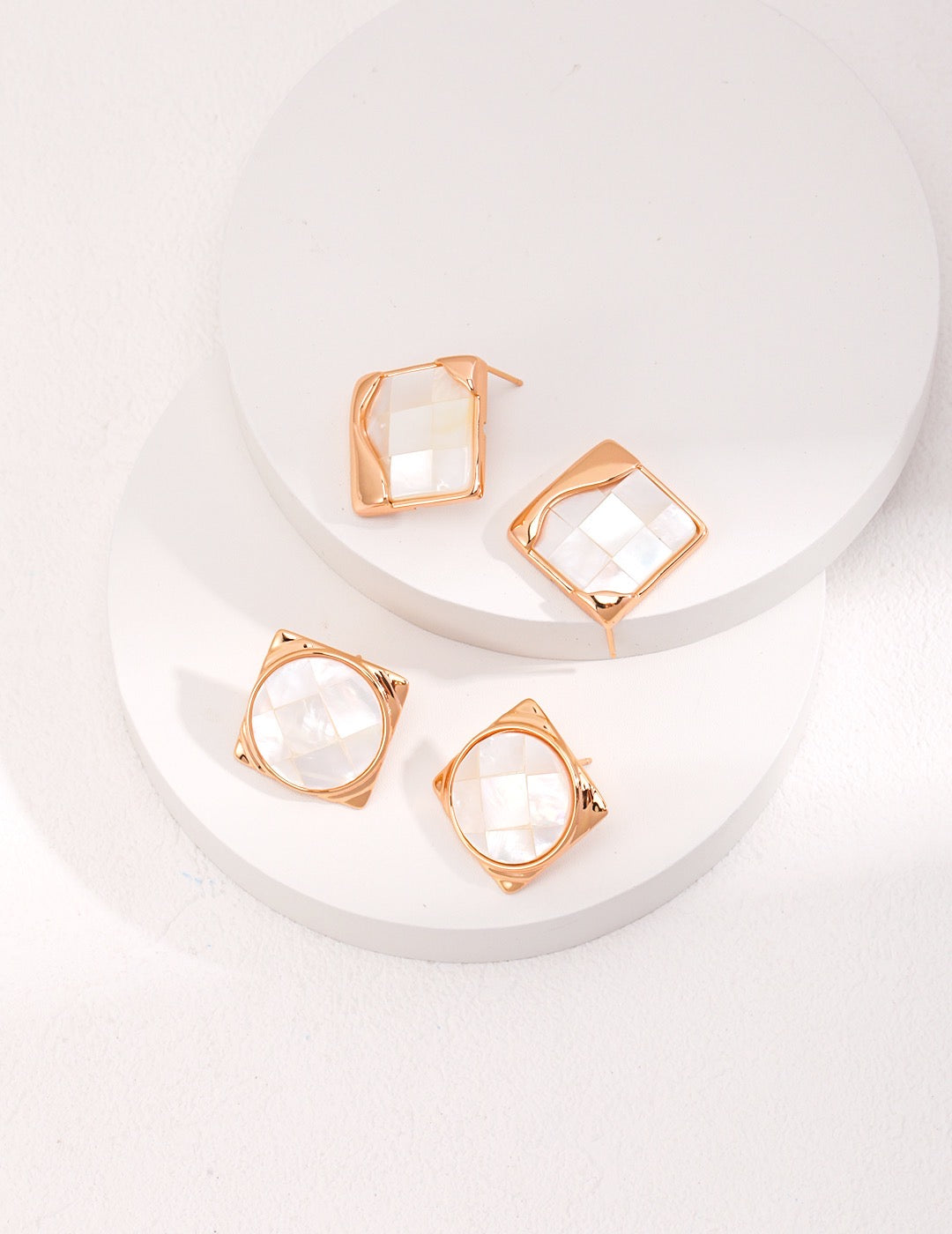 Ancient Greek Mosaic Shell Earrings - Square