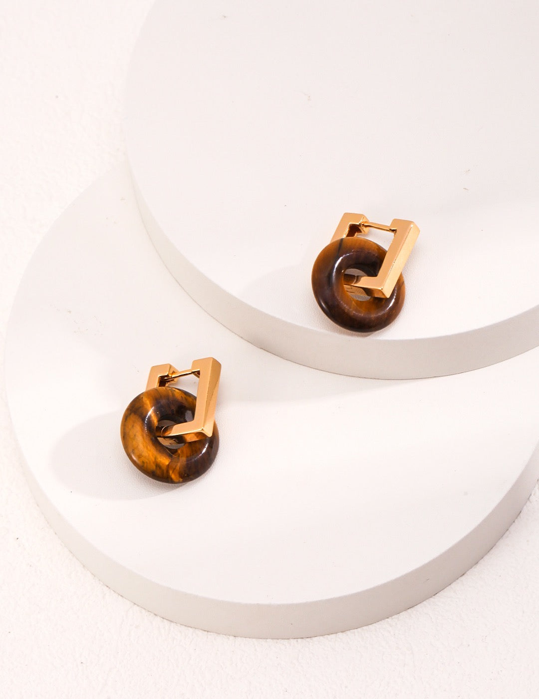 Tiger's Eye Circle Earrings | Estincele Jewellery | Earrings
