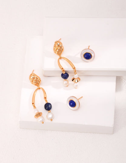 Lapis Lazuli Pearl Earrings | Estincele Jewellery | Women's earrings