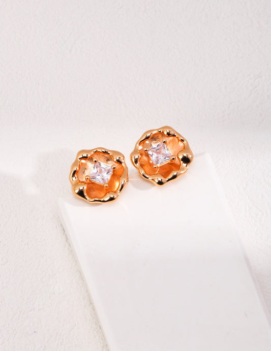 Diamond Camellia Earrings | Gold Jewellery | Women's earrings