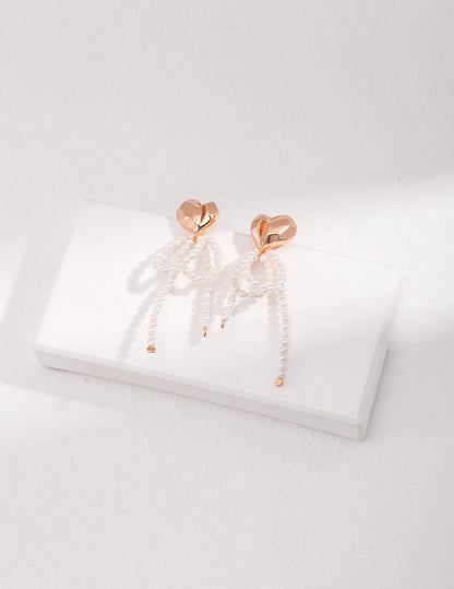 Curvy Cupid Earrings | Pearl earrings | Gold earrings | Gold jewelry | Estincele Jewellery