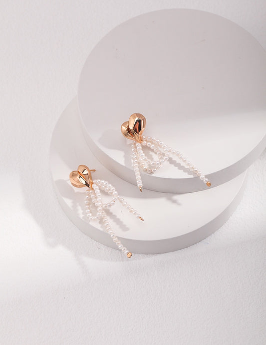 Curvy Cupid Earrings | Pearl earrings | Gold earrings | Gold jewelry | Estincele Jewellery