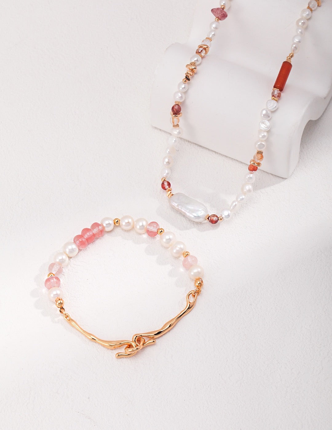 Strawberry Pink Necklace | Estincele Jewellery | Women's necklace | strawberry necklace