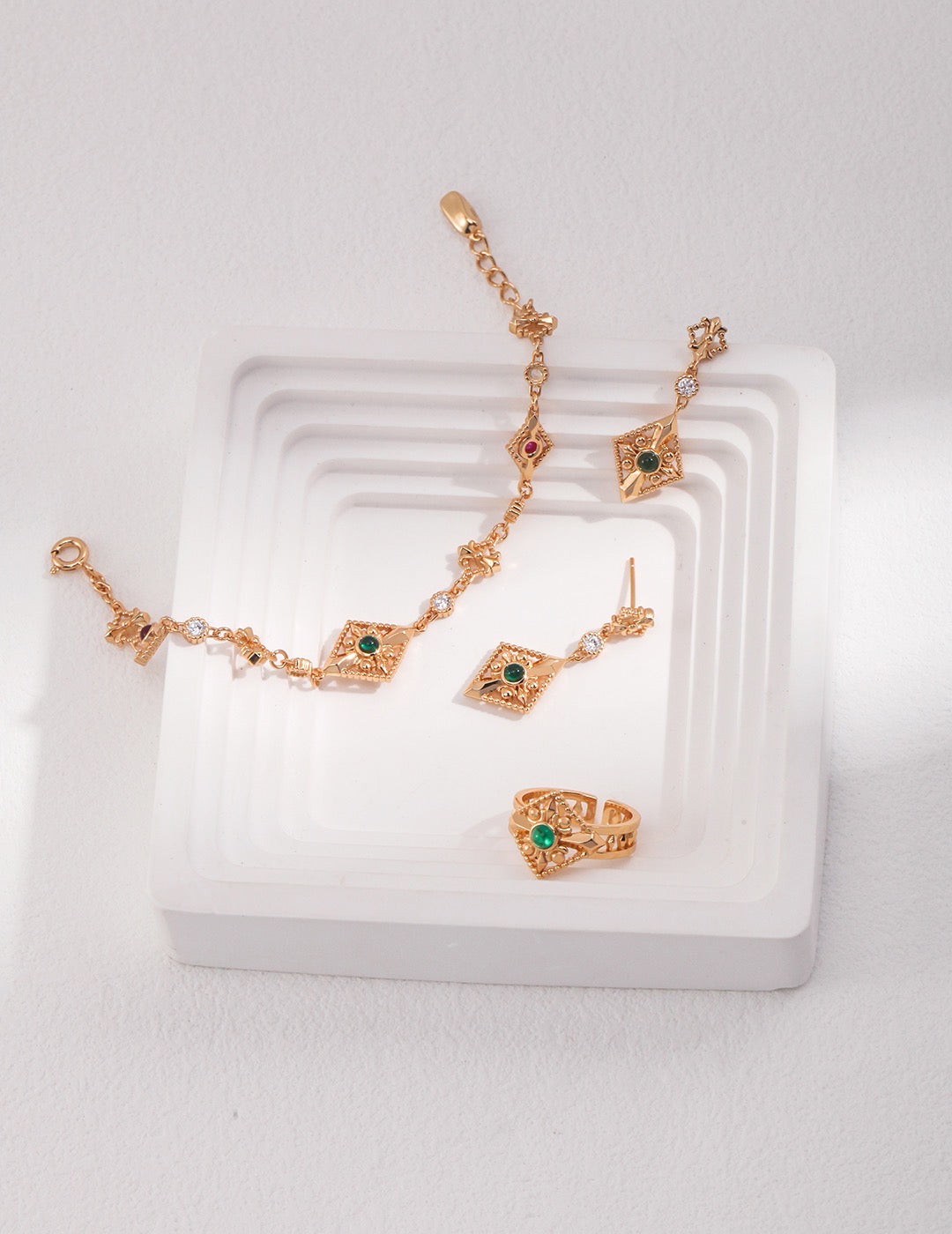 Ancient Roman Earrings | drop earrings | zircon earrings | gold earrings | silver earrings | Estincele Jewellery | Women's earrings