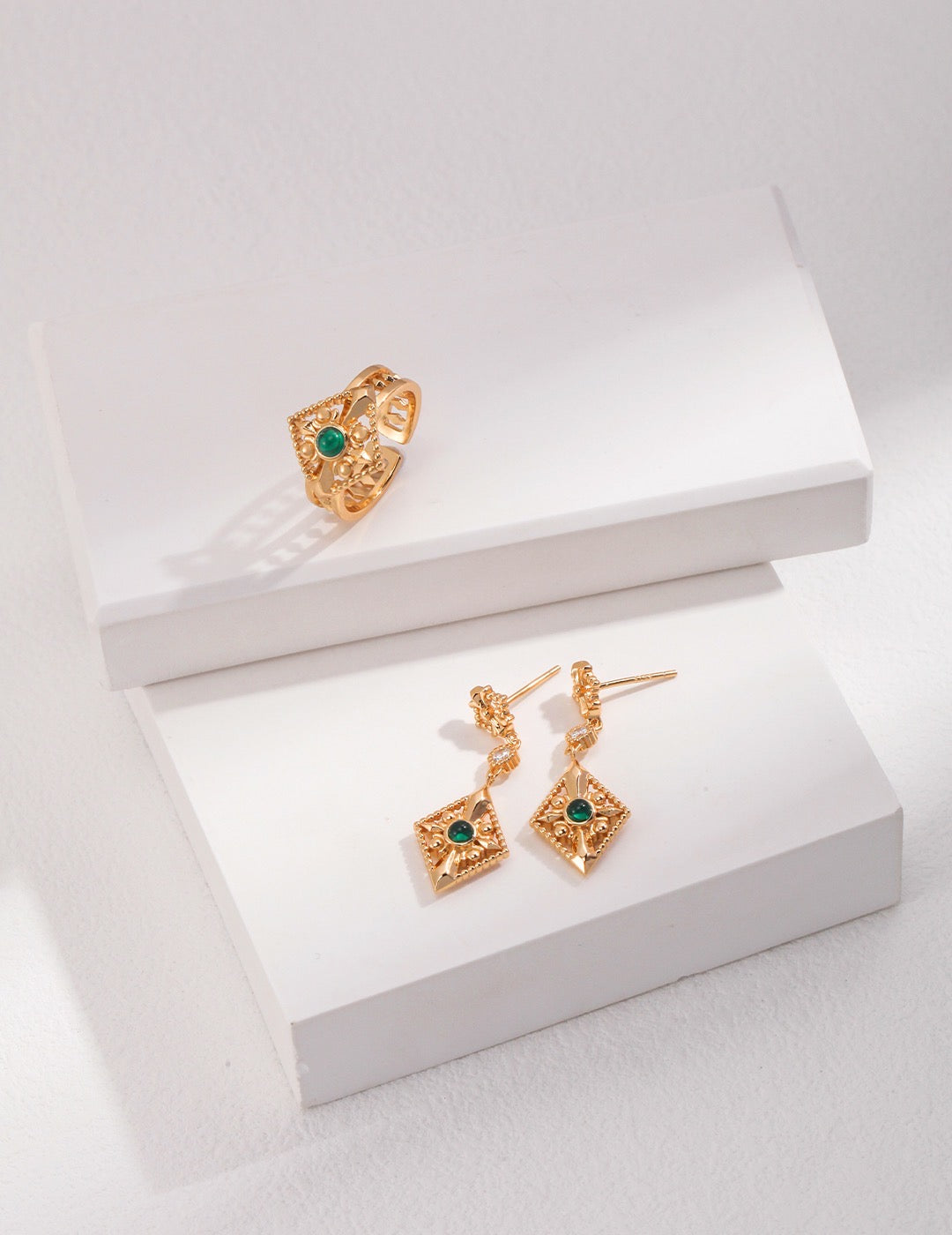 Ancient Roman Earrings | drop earrings | zircon earrings | gold earrings | silver earrings | Estincele Jewellery | Women's earrings