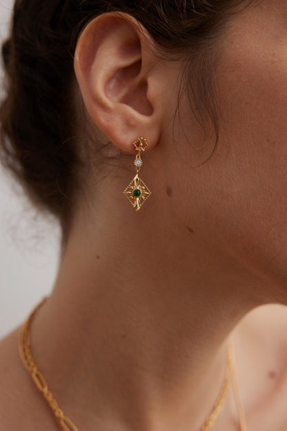 Ancient Roman Earrings | drop earrings | zircon earrings | gold earrings | silver earrings | Estincele Jewellery | Women's earrings