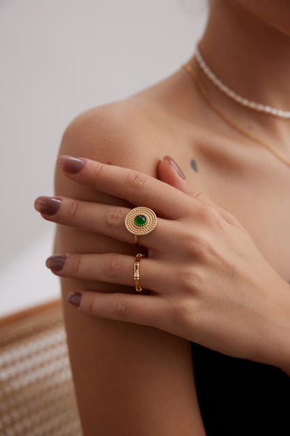 Green Chalcedony Ring | Green Ring | Chalcedony Ring