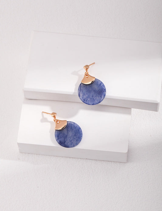 Blue Aventurine Earrings | Scalloped Blue Earrings | Silver Jewellery | Women's Earrings