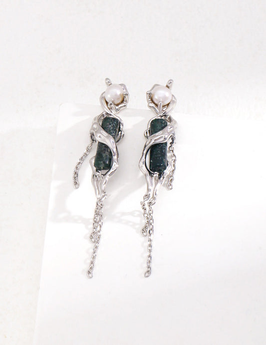 Ocean Agate Tassel Earrings | Estincele Jewellery | Gifts for her
