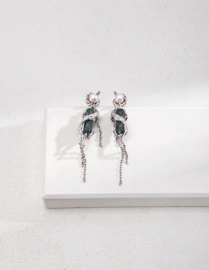 Ocean Agate Tassel Earrings | Estincele Jewellery | Gifts for her