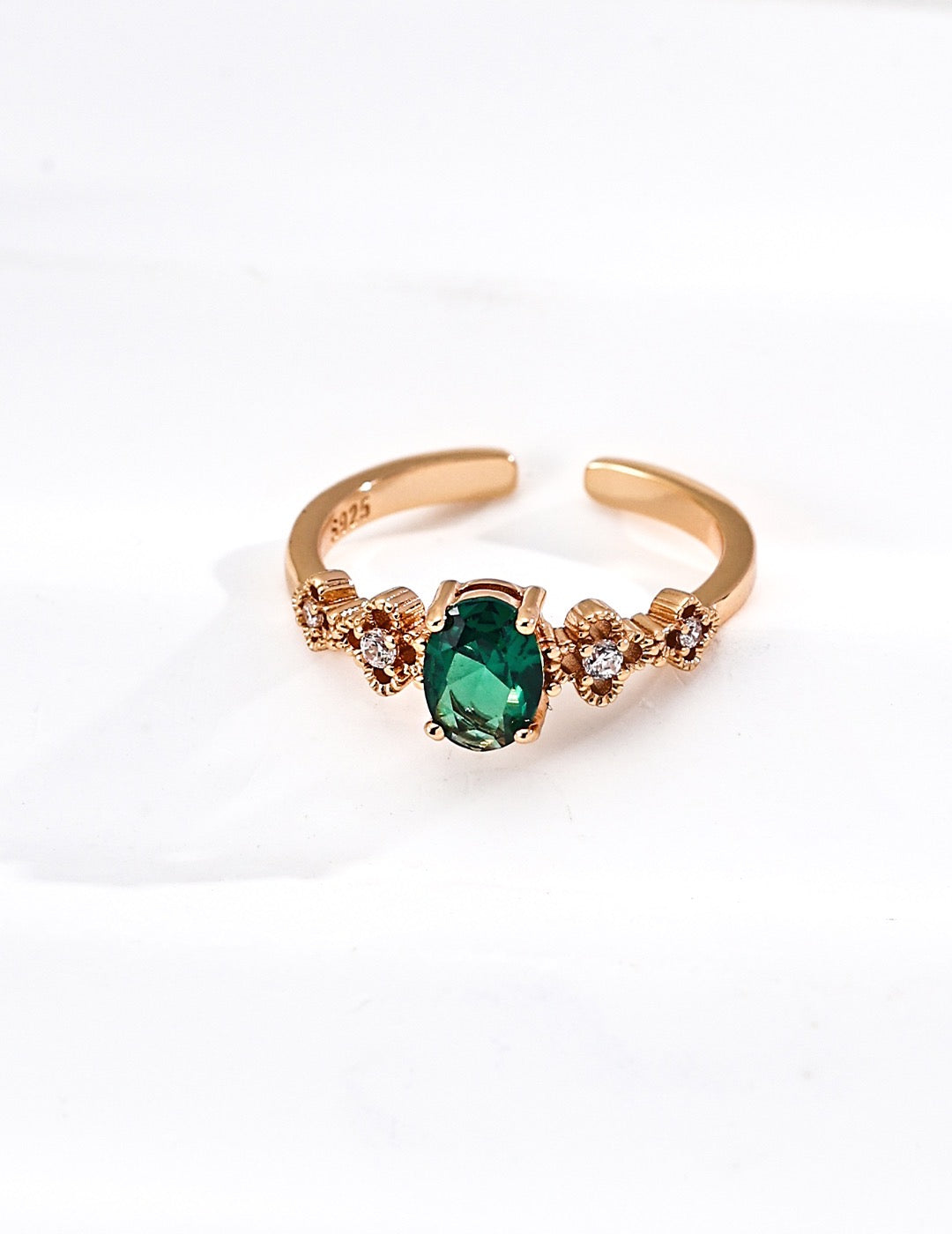 Simple Green Zircon Sterling Silver Ring