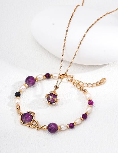 Lucky purple quartz necklace