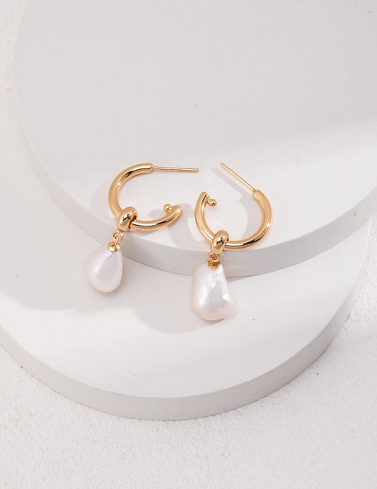 Rain Drop Baroque Pearl Earrings | Estincele Jewellery | Women's Earrings 