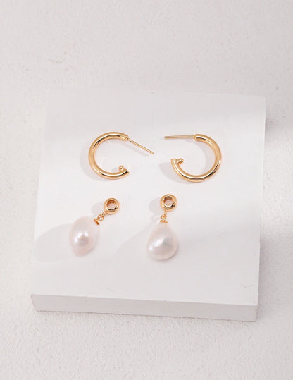 Rain Drop Baroque Pearl Earrings | Estincele Jewellery | Women's Earrings