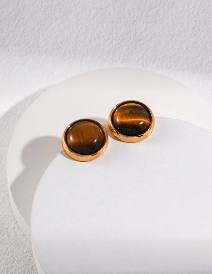 Minimalist Large Tiger's Eye Earrings